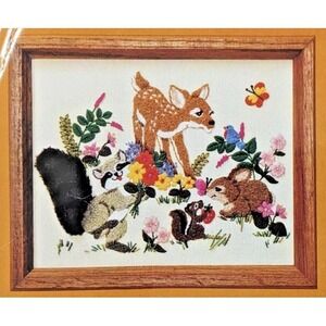 Vintage 1982 Creative Circle Forest Friends Crewel Kit Molly Fleming Complete